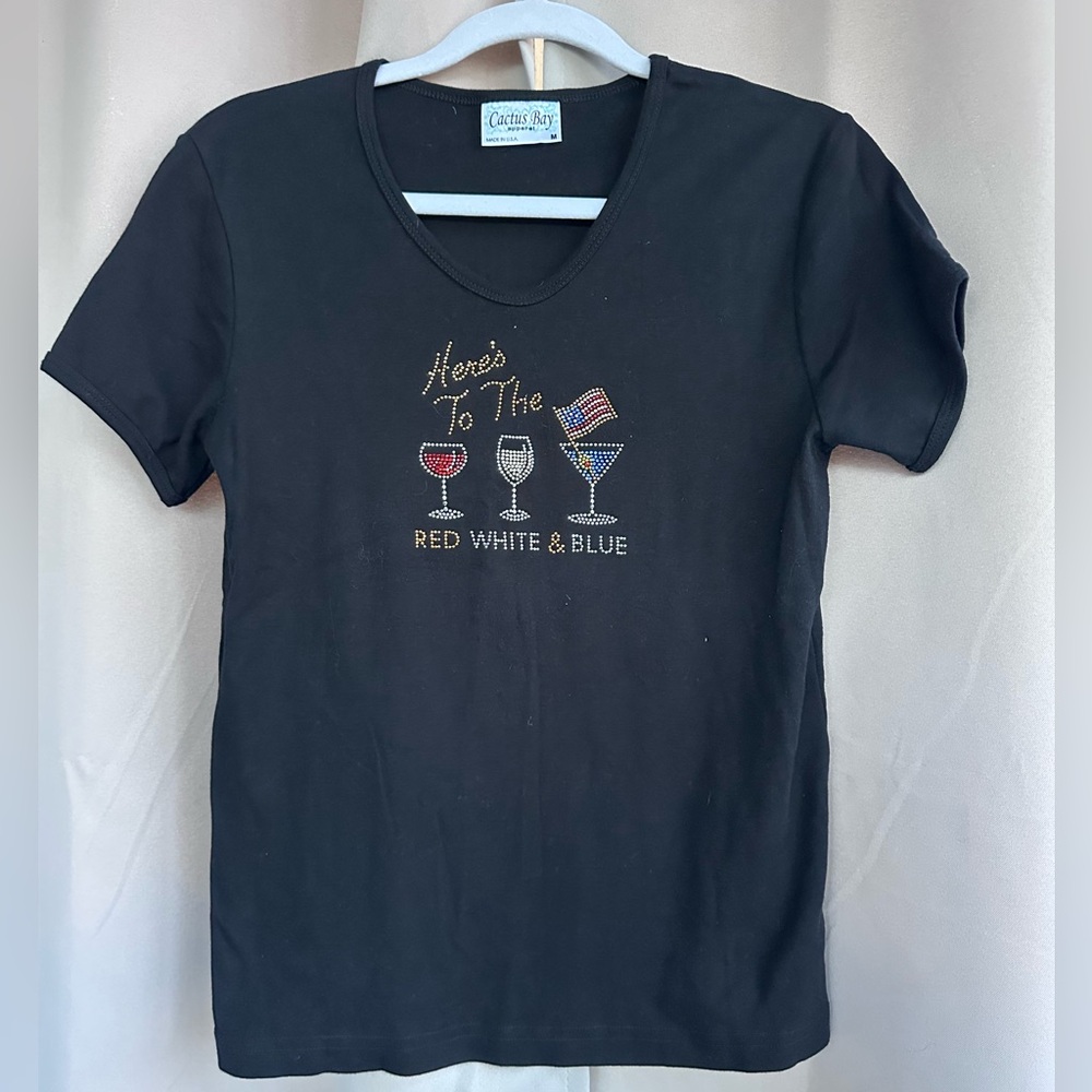 Cactus Bay Tee with Patriotic Bling Sparkling Embellishment